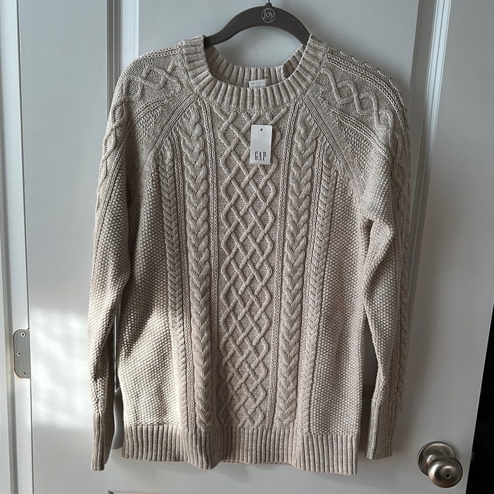 GAP Cream Cable Knit Crew Neck Sweater